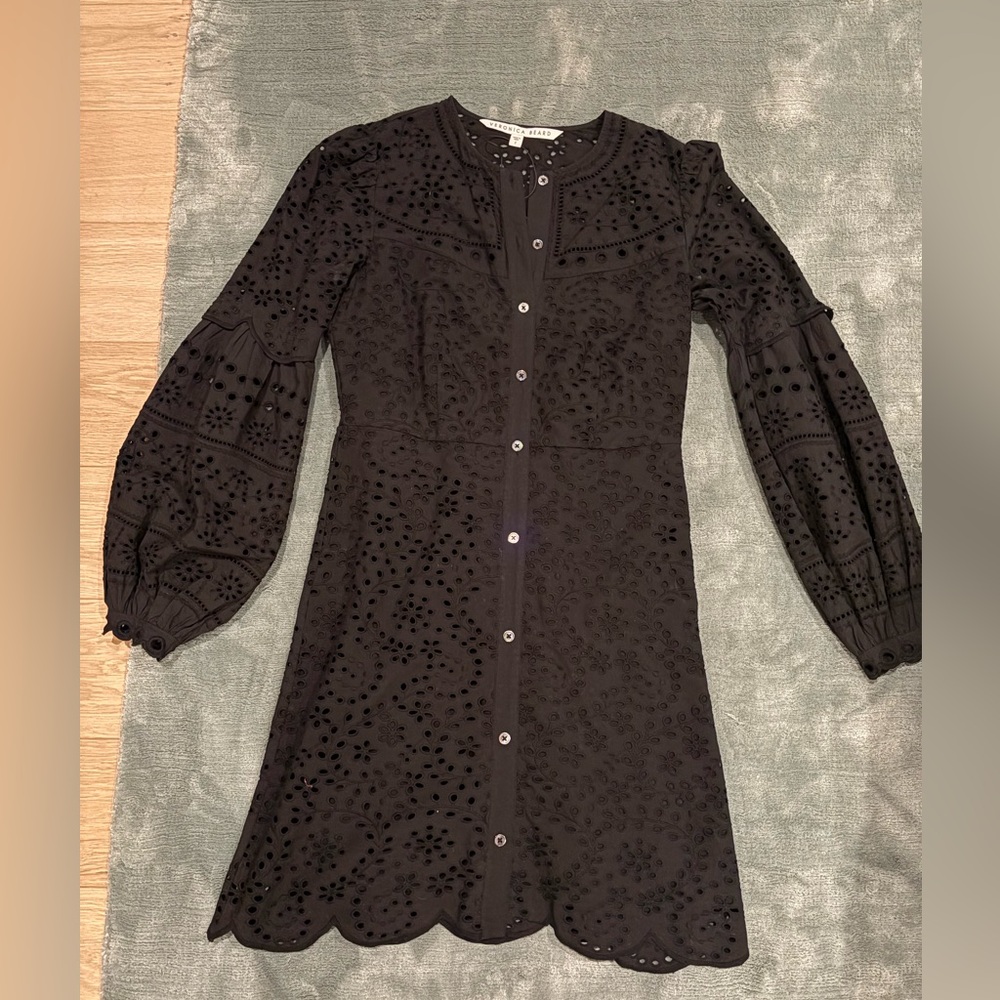 Elegant Black Eyelet Dress